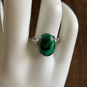 Malachite .925 Sterling Silver adjustable Ring